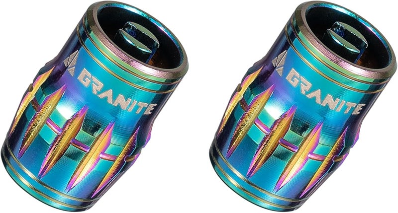 Granite Juicy Nipple Valve Cap with Valve Core Removing Function, Tire Valve Caps Dust Covers for Bikes and Vehicles, Durable Alloy Schrader Valve Cap, 2-Piece Set (Oil Slick) - Image 1